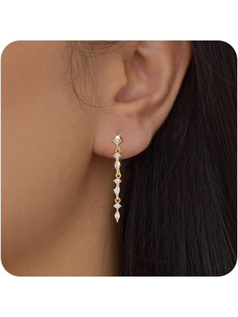 ⚡Dainty Gold Silver Dangle Earring for Women Long Hanging CZ Hypoallergenic Gift